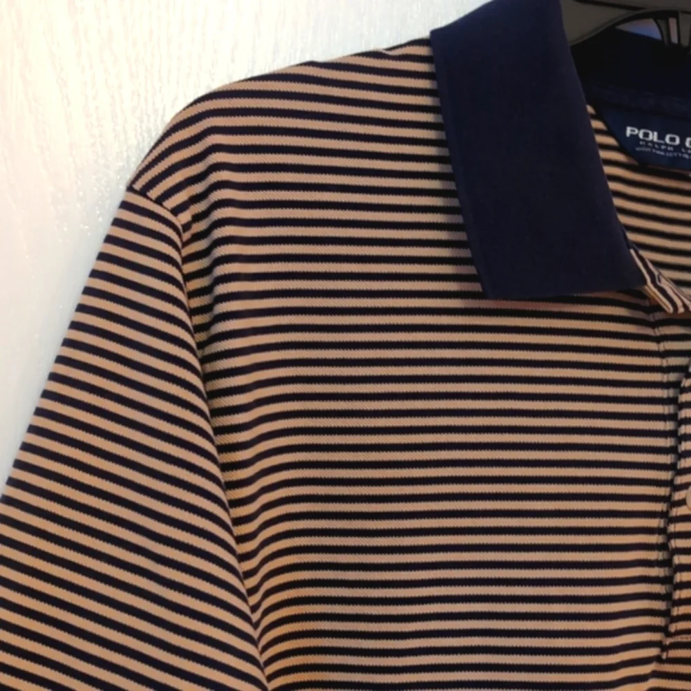 Ralph Lauren Polo Golf Pima Cotton Pique Shirt. Size Large. Khaki/Navy